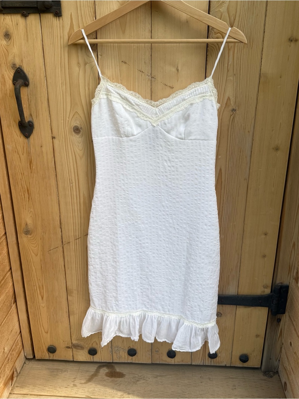 Women's Dress White Lace-Trim Cottage Core Slip Dress Size 2